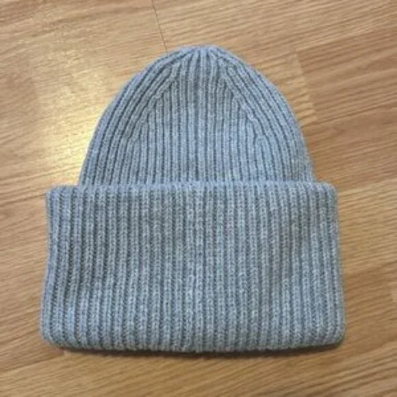 Acne Studios Pansy ribbed-knit wool beanie Light Grey Melange OS display picture 1